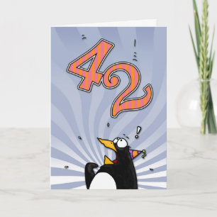 42nd Birthday - Penguin Surprise Card