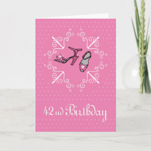 42nd Birthday, Pink Shoes Card