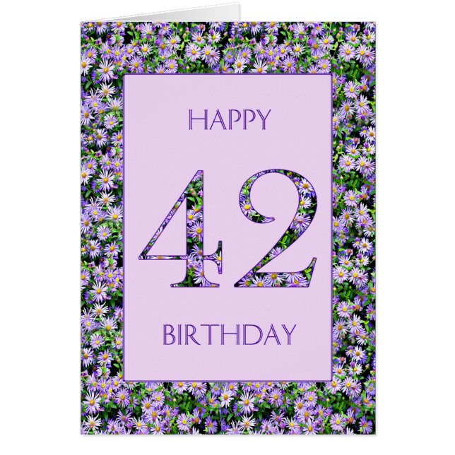 42nd Birthday Purple Daisies Cards (Front)