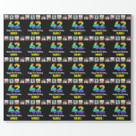 [ Thumbnail: 42nd Birthday: Rainbow “42“; Custom Photos & Name Wrapping Paper ]