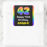 [ Thumbnail: 42nd Birthday: Rainbow Spectrum # 42, Custom Name Sticker ]