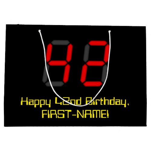 42nd Birthday Red Digital Clock Style 42  Name Large Gift Bag