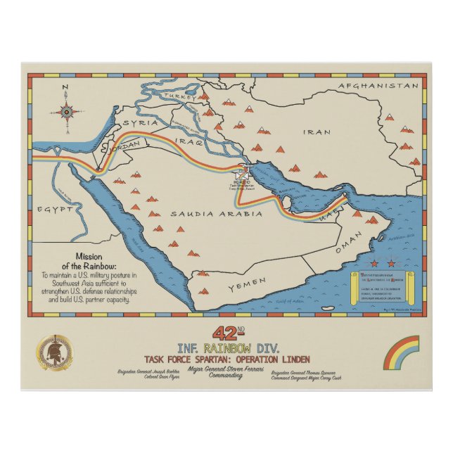 42nd Infantry Division Task Force Spartan Map Faux Canvas Print (Front)