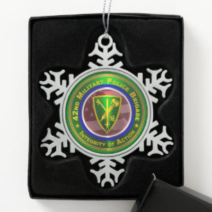 42nd Military Police Brigade Snowflake Pewter Christmas Ornament