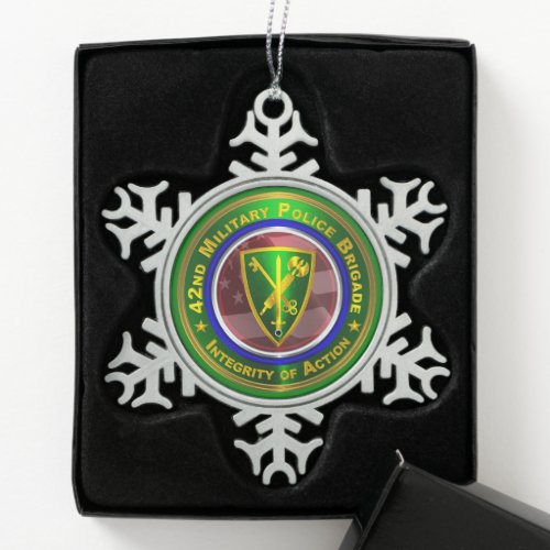 42nd Military Police Brigade   Snowflake Pewter Christmas Ornament