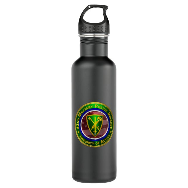 42nd Military Police Brigade  Stainless Steel Water Bottle (Front)