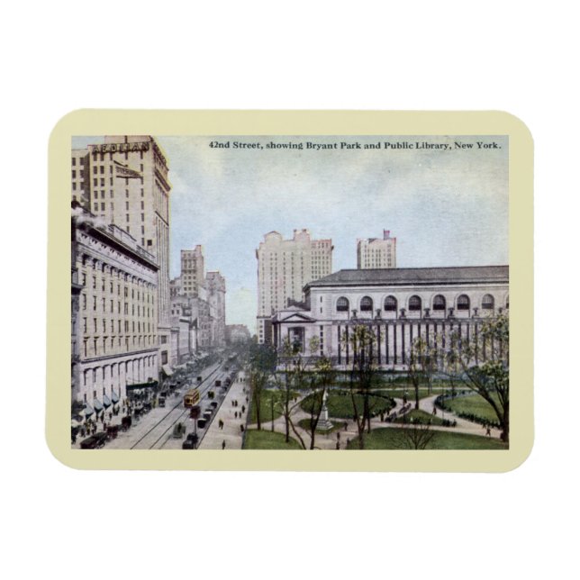 42nd St., Bryant Park, New York City Vintage  Magnet (Horizontal)