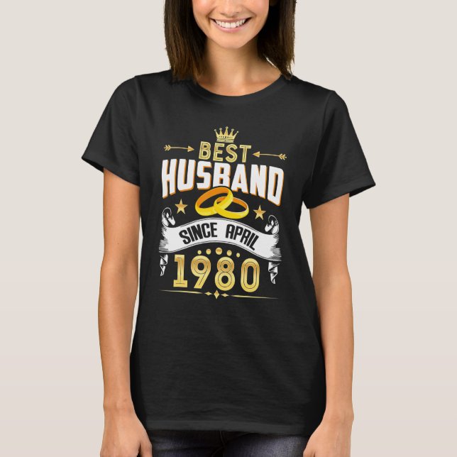 42nd Wedding Anniversary Best Husband Since 1980 T-Shirt (Front)