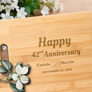 42nd Wedding Anniversary Elegant Engraved Cutting Board