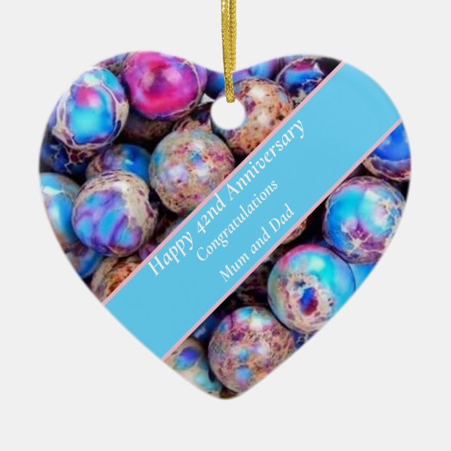 42nd Wedding Anniversary Imperial Jasper Ceramic Ornament (Front)