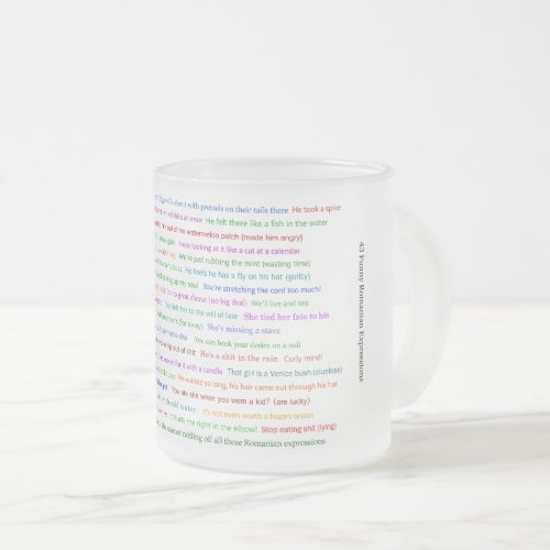 43 Funny Romanian Expressions Conversation Piece  Frosted Glass Coffee Mug