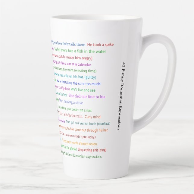 43 Funny Romanian Expressions Conversation Piece  Latte Mug (Right)