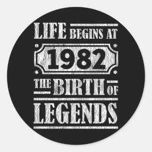 43 Year Old 1982 Birth Of Legend 43rd Birthday Classic Round Sticker