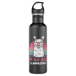43 Year Old Bday Llamazing 43rd Birthday Llama Stainless Steel Water Bottle