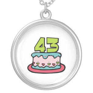 43 Year Old Birthday Cake Silver Plated Necklace