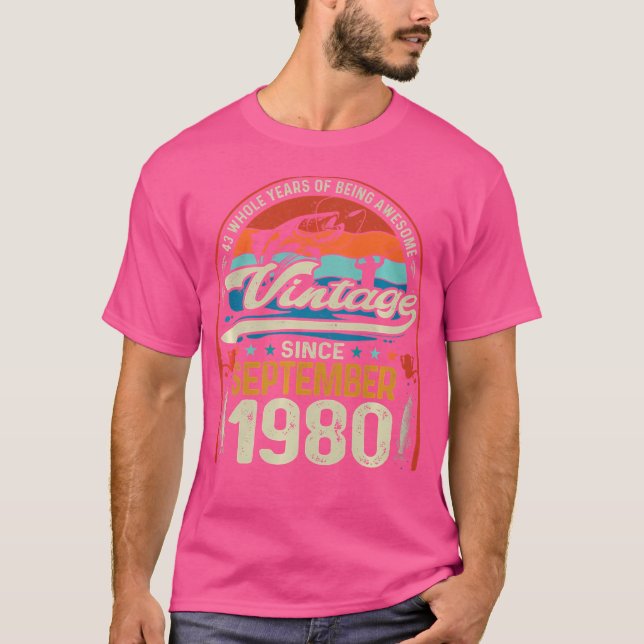 43 Year Old Fly Fishing Lovers September 1980 43Rd T-Shirt (Front)