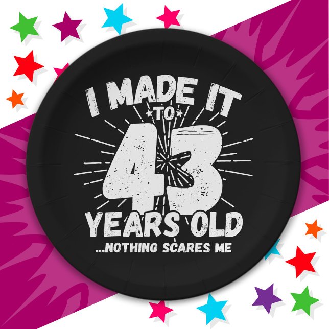 43 Year Old Sarcastic Meme Funny 43rd Birthday Paper Plates (Creator Uploaded)