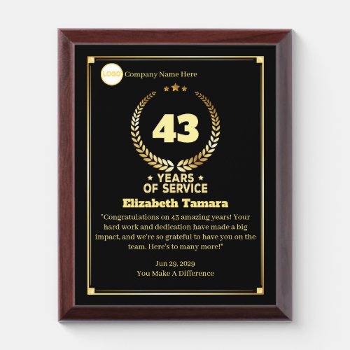43 Years Employee Anniversary Appreciation Message