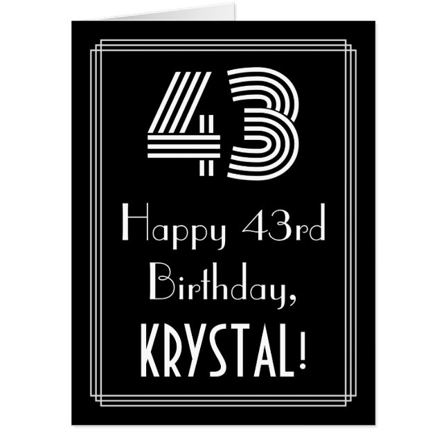 43rd Birthday — Art Deco Inspired Look “43” + Name Card (Front)