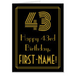 [ Thumbnail: 43rd Birthday: Art Deco Inspired Look “43” + Name Card ]