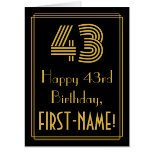 43rd Birthday: Art Deco Inspired Look “43” + Name Card