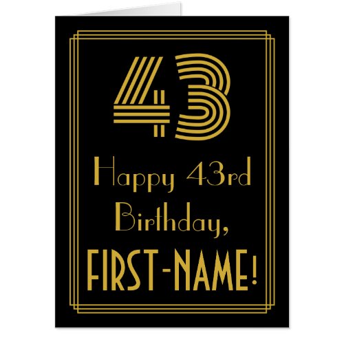 43rd Birthday Art Deco Inspired Look 43  Name Card