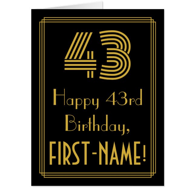 43rd Birthday: Art Deco Inspired Look “43” + Name Card (Front)