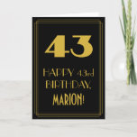 [ Thumbnail: 43rd Birthday – Art Deco Inspired Look "43" & Name Card ]