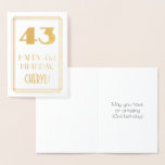 [ Thumbnail: 43rd Birthday: Art Deco Inspired Look "43" & Name Foil Card ]