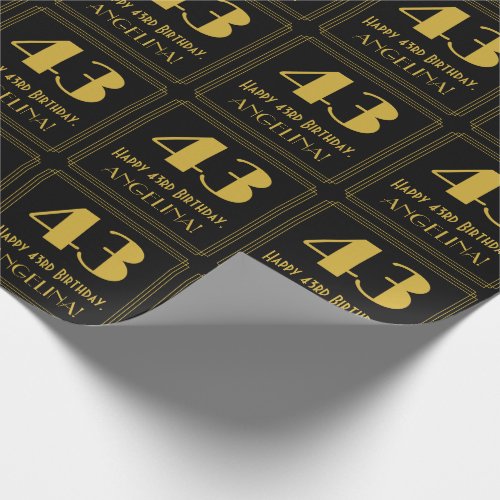 43rd Birthday  Art Deco Inspired Look 43 Name Wrapping Paper