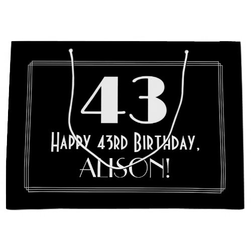 43rd Birthday Art Deco Inspired Style 43 Name Large Gift Bag