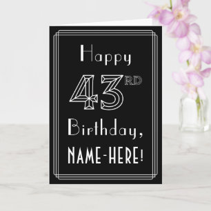 43rd Birthday: Art Deco Style # 43 & Custom Name Card