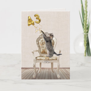 43rd Birthday Balloons and Tabby Cat Card