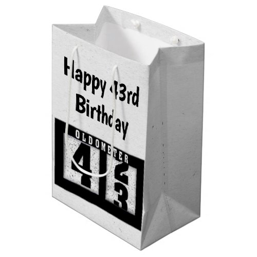 43rd Birthday Black Odometer   Medium Gift Bag