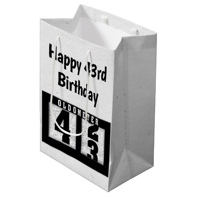 43rd Birthday Black Odometer   Medium Gift Bag (Front Angled)