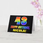 [ Thumbnail: 43rd Birthday: Bold, Fun, Simple, Rainbow 43 Card ]