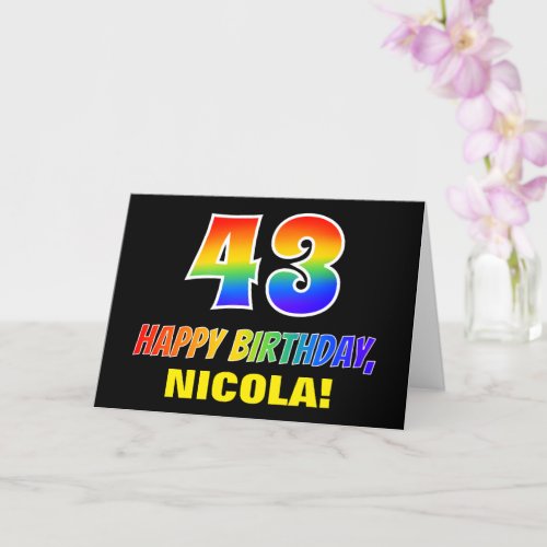 43rd Birthday Bold Fun Simple Rainbow 43 Card