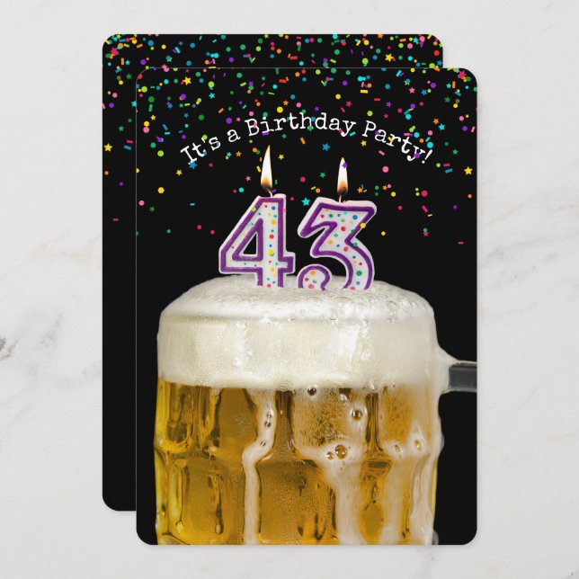 43rd Birthday Candle Party Invitation (Front/Back)