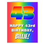 [ Thumbnail: 43rd Birthday: Colorful, Fun Rainbow Pattern # 43 Card ]