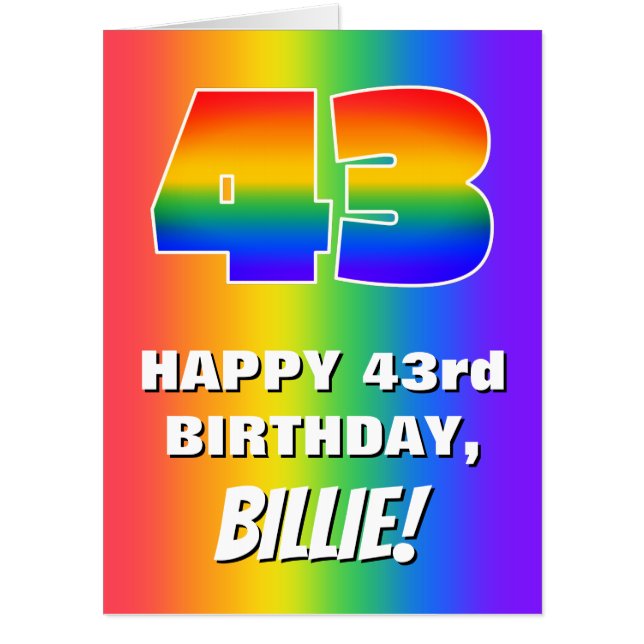 43rd Birthday: Colorful, Fun Rainbow Pattern # 43 Card (Front)