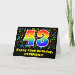 [ Thumbnail: 43rd Birthday: Colorful Music Symbols & Rainbow 43 Card ]