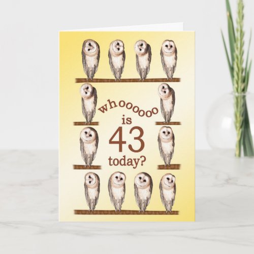 43rd birthday Curious owls card Card