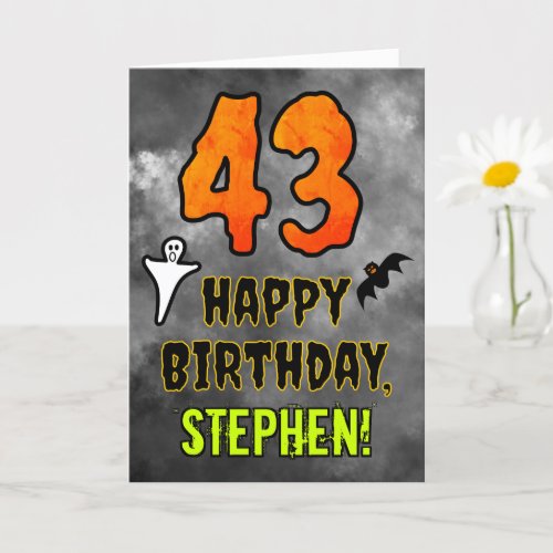 43rd Birthday Eerie Halloween Theme  Custom Name Card