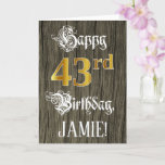 [ Thumbnail: 43rd Birthday: Faux Gold Look + Faux Wood Pattern Card ]