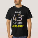 [ Thumbnail: 43rd Birthday: Floral Flowers Number “43” + Name T-Shirt ]