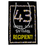 [ Thumbnail: 43rd Birthday: Floral Flowers Number, Custom Name Gift Bag ]