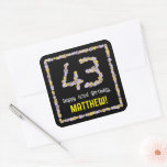 [ Thumbnail: 43rd Birthday: Floral Flowers Number, Custom Name Sticker ]