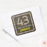 [ Thumbnail: 43rd Birthday: Floral Number, Faux Wood Look, Name Sticker ]