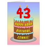 [ Thumbnail: 43rd Birthday: Fun Cake & Candles, W/ Custom Name Card ]
