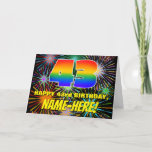 [ Thumbnail: 43rd Birthday: Fun, Colorful Celebratory Fireworks Card ]